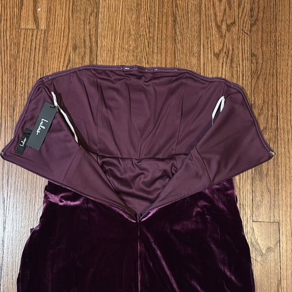 Lulus Strapless Velvet Dress size L dark purple - Picture 7 of 10